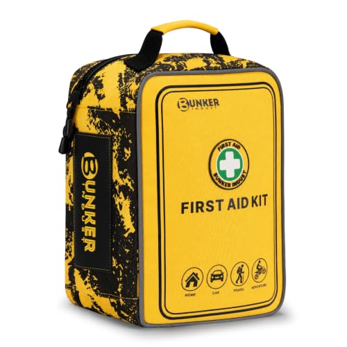BUNKER INDUST 520 Piece All-in-One First Aid Kit, Emergency Storage Bag with Transparent Labeled Pockets, Durable 1000D Polyester Outdoor Gear for Vehicle Camping Backpacking Hiking Home Road Trip