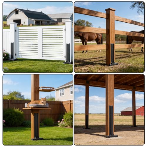 2 Pack 30" Fence Post Repair Kit for Fix 4x4|6x6 Fence Post | Wave Design Fence Post Stake Spike ,Fence Post Anchor Ground Spike for Repair Tilted/Broken Wood Fences Post - size: 2 Pcs