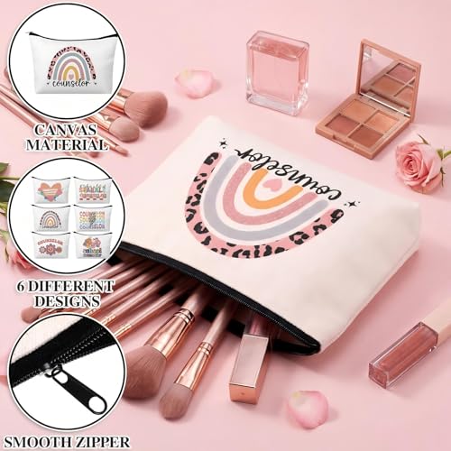 Kacctyen 12 Pcs School Counselors Gift for Women Guidance Counselor Appreciation Makeup Bag Back to School Cosmetic Bag for Psychologist Therapist Teacher - style: School Counselors