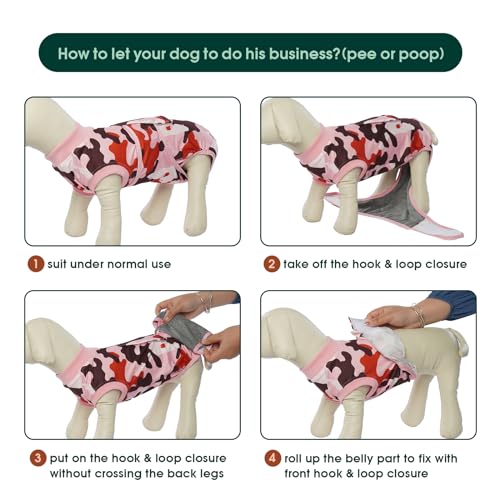 Kuoser Recovery Suit for Dogs Cats, Soft Dog Surgery Suit Female Male Spay | Professional Dog Onesie for Surgery, Substitute E-Collar & Cone, Prevent Licking Dog surgical suit Pet Neuter Suit - color: PinkCamo, size: X-small (Back:8.3-11.4'', Weight:4-7 L