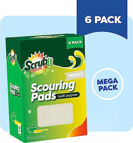 Multi-Purpose Scouring Pad by Scrub-It - Non-Scratch Cleaning Dobie Pads for Pots, Pans, Dishes, Utensils & Non-Stick Cookware - Sponge Scrubbers Use for Kitchen, Bathroom & More (6 Pack) - size: 6 Pack