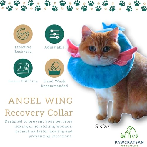 Adjustable Comfy Flower Style Elizabeth Collar for Cats Puppies Soft Recovery Cone Pet Protective Neck Collar (Blue Angel Wing, Medium) - color: Blue Angel Wing, size: Medium