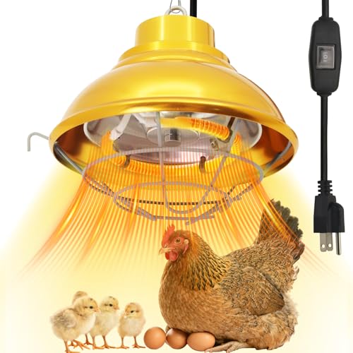 Dual Watt Heat Lamp for Chickens, Carbon Fiber Bulb (175/350W) | Chicken Coop Heater, 2 Temperature Adjustable, Hanging Heat Lamp for Chicks, Pets and Poultry