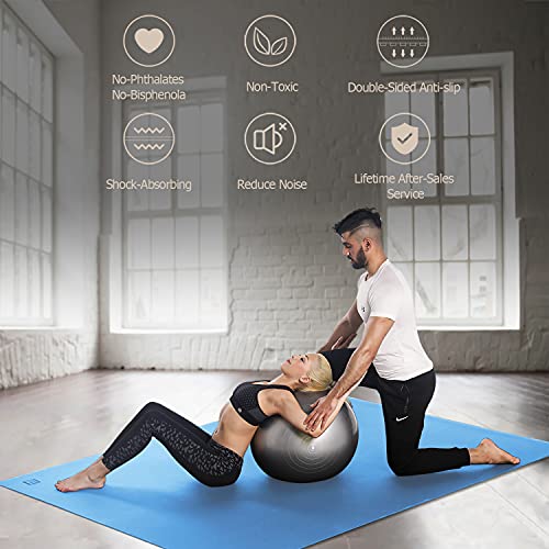 GXMMAT Large Yoga Mat 12'x6'/10'x6'/6'x8'(7mm), Extra Thick Workout Mats for Home Gym Flooring, Ultra Comfortable Non-Slip Quick Resilient Barefoot Wide Exercise Mat for Pilates, Stretching,Meditation - color: Blue Sky, size: 6*8 FT