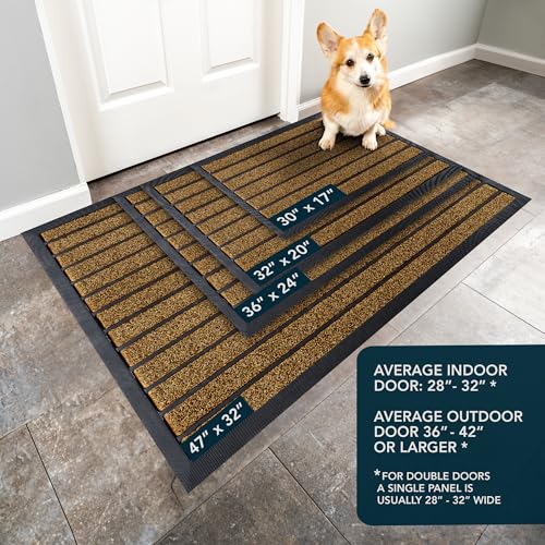 ubdyo Extra Durable Door Mat Outside Entrance (30" x 17", Bright Brown) | Dirt Trapping, Non-Slip Backing, Indoor or Outdoor Use, Welcome Mat, Low Profile, Natural Rubber, Stain Fade Resistant - color: Bright Brown, size: 30" x 17" (Rectangular)