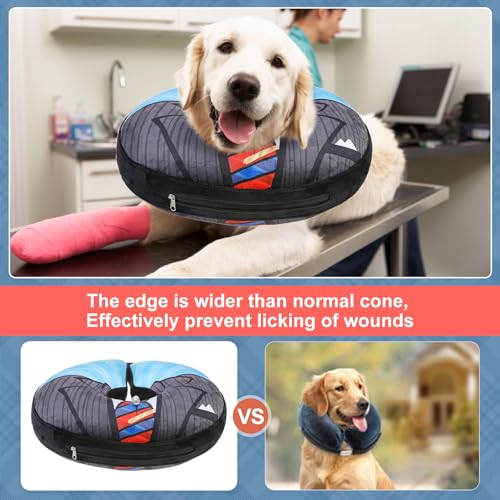 BEAUTYZOO Dog Cone Collar Alternative After Surgery,Pet Neck Donut E‑Collar - color: Black Suit, size: S(Neck:11"-13")