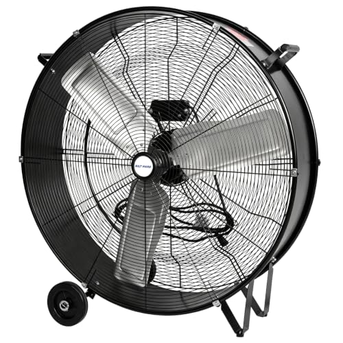 BILT HARD 36" 18000 CFM High Velocity Drum Fan, 2-Speed Heavy Duty Industrial Shop Fan with Casters & Handles for Warehouse, Factory Workshop and Garage Use - color: Black, size: 34 inch