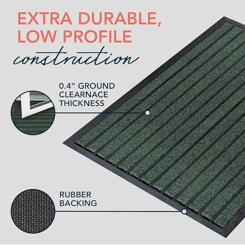 ubdyo Extra Durable Door Mat Outside Entrance (47" x 32", Bright Green) | Dirt Trapping ,Non-Slip Backing, Indoor or Outdoor Use, Welcome Mat, Low Profile, Natural Rubber, Stain Fade Resistant - color: Bright Green, size: 47" x 32" (Rectangular)