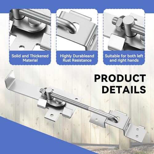 2 Pcs Barn Door Jamb Latch with Hook 7" Sliding Door Latch for Barn and Bi-Parting Doors (Silver)