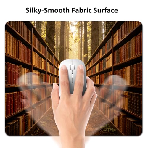 Mystical Forest Library Bookshelf Mouse Pad 9.5" x 7.9", Enchanted Book Nook Fantasy Cute Desk Mat - color: Forest Bookshelf