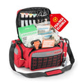 RHINO RESCUE First Responder First Aid Kit Fully-Stocked EMT Bag (Red, 20L) | Professional EMT/EMS Trauma Medical Kit, Molle System & Reflective Stripe, 300+ First Aid Supplies, Suits for Business, Home - color: Red