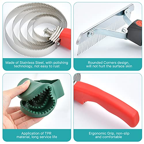 3 Pcs Reversible Stainless Steel Curry Comb 5 Rings, Aemygo Double Sided Horse Grooming Brush, Scotch Type Metal Dog Brush Large Rubber Hair Remover Comb, Soft Touch Grip Scraper for Cow Sheep Dog