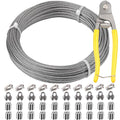 1/8 Inch Stainless Steel Wire Rope Kit, 7x7 Strands, 165 ft Length, With Cable Cutters, Sleeves, Thimbles, Clips, For Climbing Plants, Deck Railing, Fencing, Outdoor Hanging - size: 165FT | With Cutter