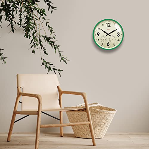 Cloudnola Indoor Outdoor Waterproof Metal Wall Clock with Thermometer and Hygrometer, Green, 12 inch Silent Non-Ticking Battery Operated Quality Quartz Round Clock for Patio and Home Decor