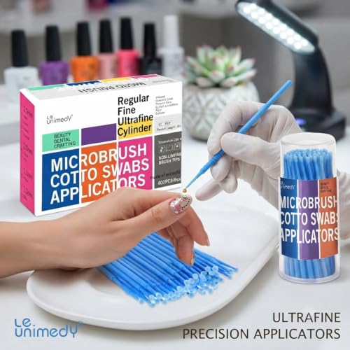 LE UNIMEDY 400PCS/Box Cotton Swabs, Disposable Micro Applicators Brush, Cosmetic Brush, Micro Swabs, Microswabs 1.5mm White - size: 1.5mm, White