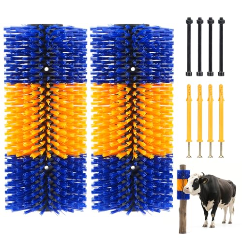 Uross Livestock Scratching Brush 2PCS- Goat Horse Cow Scratching Post for Grooming, 17" x 7.9" Horse Cow Cattle Goat scratcher Brush with 8 Screws for Back Itch Relief & Keep Cleaning