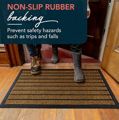 ubdyo Extra Durable Door Mat Outside Entrance (32" x 20", Bright Brown) | Stain Fade Resistant, Dirt Trapping, Non-Slip Backing, Indoor or Outdoor Use, Doormat, , Low Profile, 32'' x 20'' - color: Bright Brown, size: 32'' x 20'' (Rectangular)