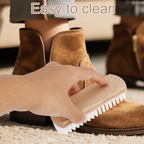 2pcs Suede Shoes Brush, Durable Suede Cleaning Cleaner Brush with Raw Magic Rubber Bristles and Beech Base for Shoes Boots Bags