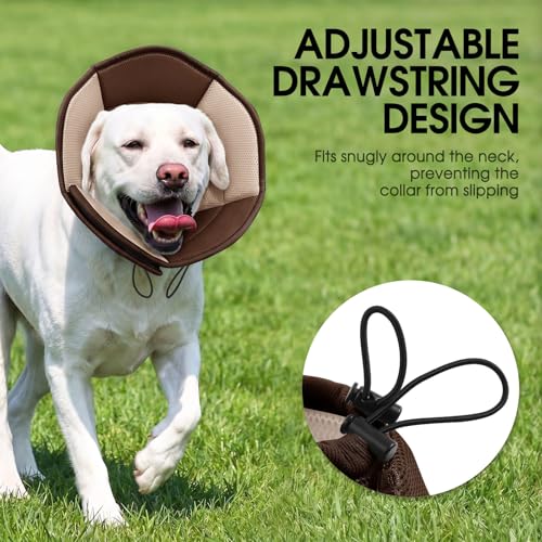 Dog Cone - Soft Cone for Dogs to Stop Licking, Pet E-Collar Alternative After Surgery, Adjustable Pet Recovery Collar for Wound Healing, Brown Small - color: Brown, size: Small