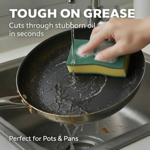 Kitchen Cleaning Sponges, 12 Pack Non-Scratch Scrubber Sponges for Dishes, Pots & Pans, Heavy Duty Multi-Purpose Dish Sponges