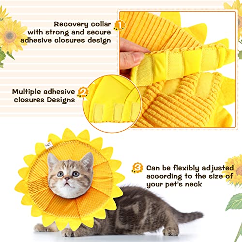 Sunflower Cat Recovery Cone Collar Soft Adjustable Elizabethan Cone,Medium - size: Medium