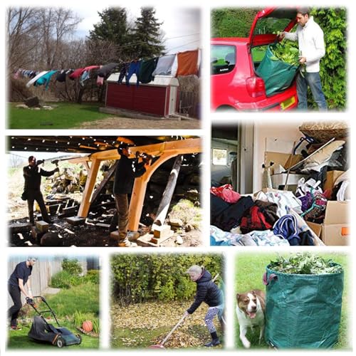 Professional 3-Pack 106 Gallon Large Lawn Garden Bags (D31,H31 inch) Reusable Yard Waste Bags with Gardening Gloves for Big Leaf Bag,Yard Debris,Garden Pruning,Lawn Clippings Bag,Weeds Bag 4 Handles