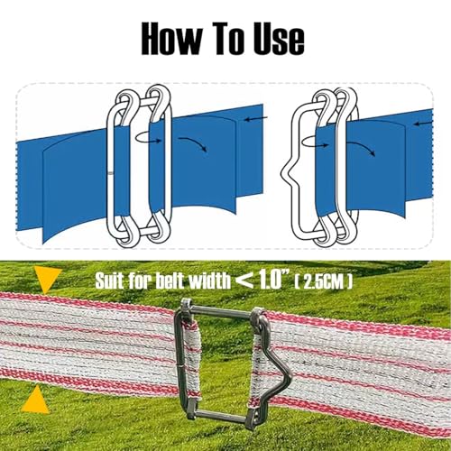 QMARK 10 Pack Electric Fence Polytape End Splicers (1.0 inch) | Polytape Buckle, Poly Tape Splicer, Gate Handle Connection
