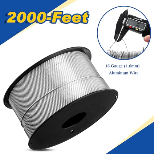 Gisafai 2000 ft 16 Gauge Aluminum Wire for Electric Fencing, Aluminum Alloy Wire for Electric Fencing, High Conductivity & Durability - size: 2000 ft 16 Gauge