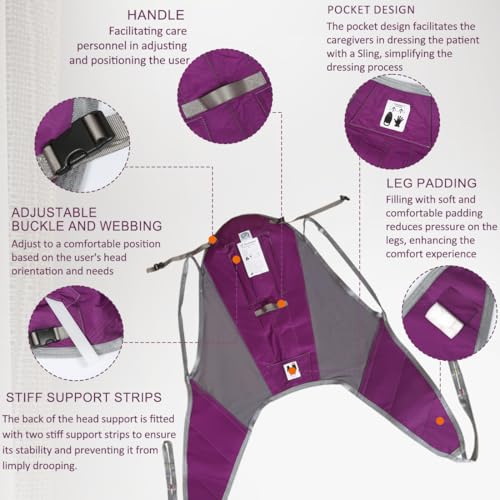 EZ Assistive Patient Lift Sling,Divided Leg Sling with Low or High Back, Lift Sling for Transfer and Positioning and Lifting, 500lb Weight Capacity (Small-High Back) - size: Small-High Back
