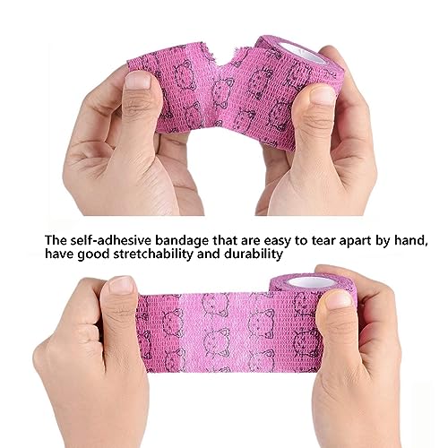 Stmandy Vet Tape wrap, wrap Bandage 2 inch 6 Rolls,Adhesive wrap Bandage for The Person or The Pets (cat,Dogs,Horse and Other Animal) who was injure or Have Wounds (Cartoon 6pcs) - size: 2 Inch (Pack of 6)