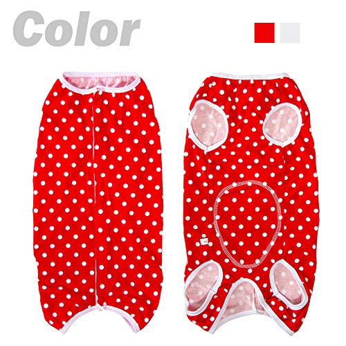 Dog’s Recovery Suit Post Surgery Shirt for Puppy, Wound Protective Clothes for Little Animals(red spot-XXS) - color: red spot, size: XX-Small
