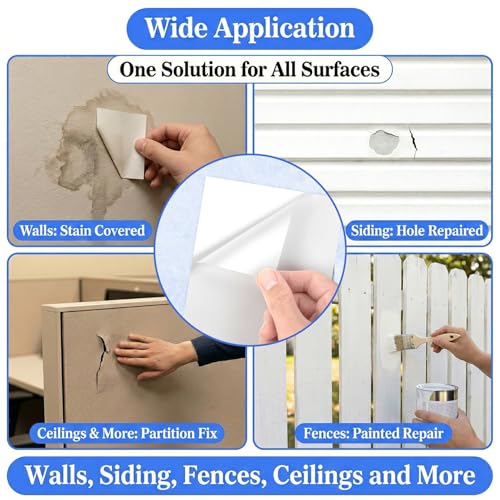 MAQIHAN 12 Pcs Vinyl Siding Repair Kit - White PVC Patch for Exterior Wall | House Siding Hole Cover for Mobile Home Skirting Panels, Fence Repair, Outdoor Wall Patches and DIY Maintenance