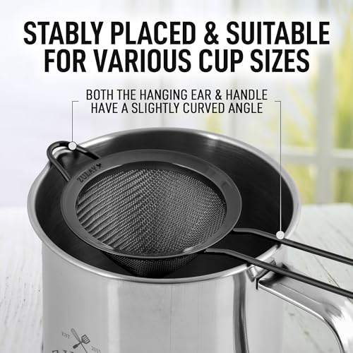 Zulay Kitchen 304 Stainless Steel Fine Mesh Strainer For Kitchen - Sieve Sifters For Food, Tea, Rice, Oil, Noodles, Fruits, Vegetables - Rust-Proof, Easy to Clean Drink Strainer (Black) - color: Elegant Black
