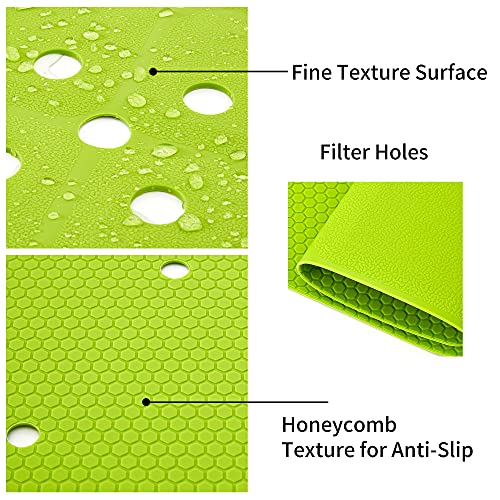 Webos Shower Mat for Textured Surface：Silicone Non Slip Shower Mat Without Suction Cups Foldable - Square Bath Mat for Reglazed Tub Textured Shower Floor (Green, 21x21) - color: Green