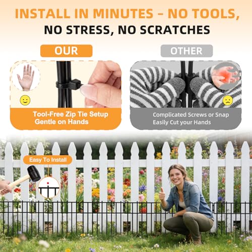 Heavy-Duty Garden Animal Barrier Fence - 3.75mm Thick, 1.2" Small Gap, 10 Pack Rustproof No Dig Panels for Yard, Garden, Dogs, Cats, Rabbits, Flower Beds,Patio, Deck, Vegetable Beds, Outdoor Enclosure - size: 10.83 ft(L) X 13 in(H), 10 Pack