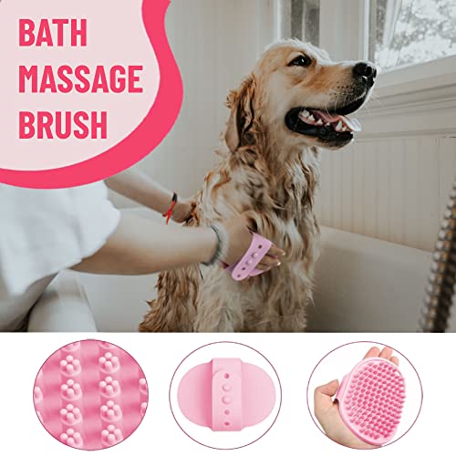 Dog Grooming Kit - Deshedding Brush for Short Hair, Slicker Brush, Flea Comb, Puppy Brush Set in Pink - color: Pink
