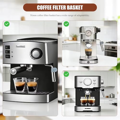 2-Pcs 51mm Pressurized Coffee Filter Basket Fit for Capresso Cafe Barista BVMC-ECMP1000 and for Gevi Espresso Machine, Reusable Filters