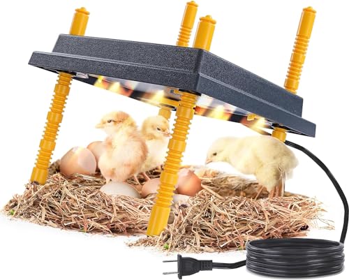 Premier 1 Chick Brooder Heating Plate – 12"x12", Warms Up to 20 Chicks | Alternative to heat lamp. 22 watts vs 175–250W for a heat lamp. Adjustable push-button legs. 110V, 70" cord. Up to 20 chicks.
