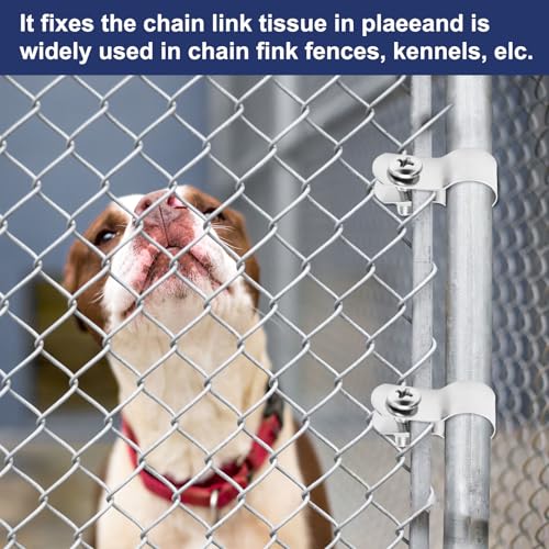 M METERXITY 12-Pack 3/8" Brace Bands Chain Link Fence Parts | Galvanized Steel Chain Link Brace Band with Bolts and Nuts for Fence, Gate, Posts, Rust-Resistant [Silver] - size: 3/8"