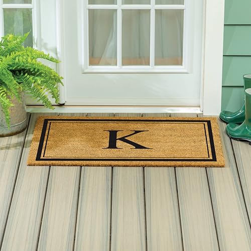 Evergreen Flag Monogram Large Coir Doormat, 36x24 Inches, Brown, Letter K - color: Letter K, size: 36 x 24 inches