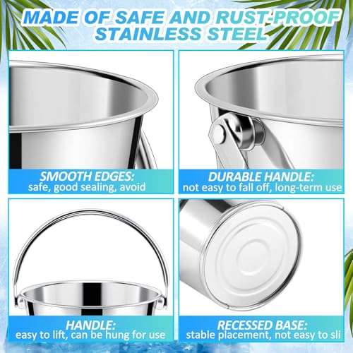 Hicarer 10 Pack 2.1 Quart Stainless Steel Dog Water Buckets, Metal Pails | For Dogs Birds Cats & Livestock, Pets, Kennels, Fences, Gardening, Camping, Handle Design, Heavy Duty, Durable, Easy Clean - size: 2.1 Quart