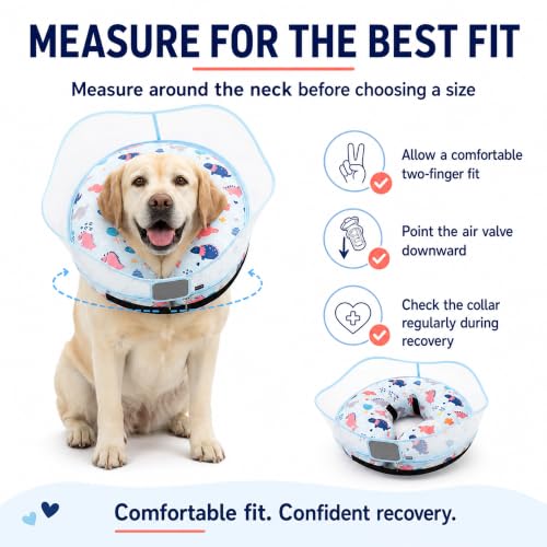 Inflatable Dog Cone Collar for Large Medium Small Dogs, Soft Dog Donut Collar Adjustable Recovery Cone for Pets After Surgery, Extra Enhanced Anti-Licking Guard Shield (Dinosaur, X-Large) - color: Dinosaur, size: X-Large