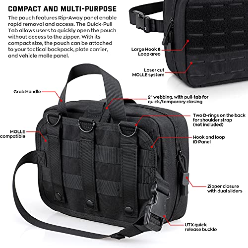 LIVANS Medical Bag, First Aid Bag Empty for Emergency & Trauma Kits | Molle Quick Release Design, Headrest Mount, Includes Flag and Cross Patch,Versatile for Tactical, Camping, Hiking and Travel - color: Black