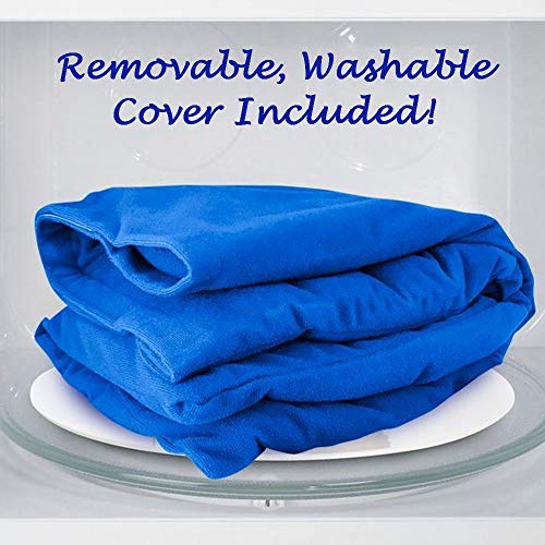 XL Microwavable Heating Pad with Cover Releases Moist Heat for Back Pain | ComfortCloud Natural Moisture from Weighted Microwave Heat Pad for Pain Relief, 13x22” with Washable Cover, Weighted 6 lbs - color: Blue