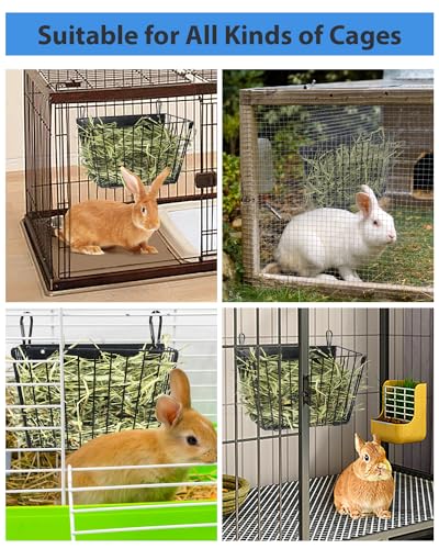 X Large Rabbit Hay Feeder Guinea Pig Hay Feeder Metal Frame Bunny Hay Holder Guinea Pig Hay Holder for Bunny, Guinea Pigs, Chinchillas, Small Animals (1 Pack) - color: 1-Pack Black