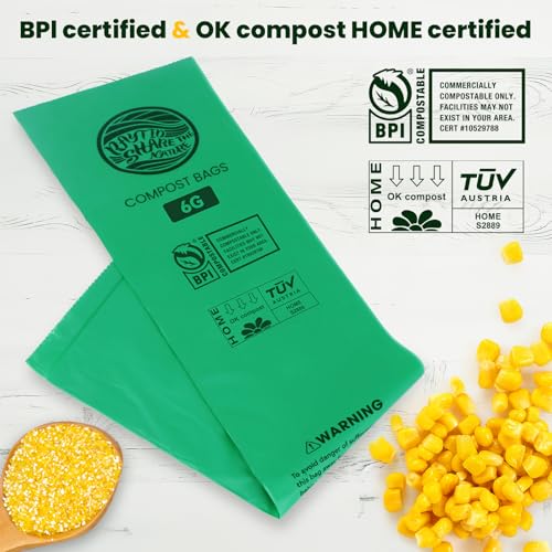 Compostable Bags, 6 Gallon Food Scraps Yard Waste Bags,Fits 5-6-8 Gallon trash can, 30 Liter, 70Count, Heavy Duty 0.85 Mils, ASTMD 6400 Kitchen Trash Bags, BPI&OK compost HOME certified - color: 6G-70count