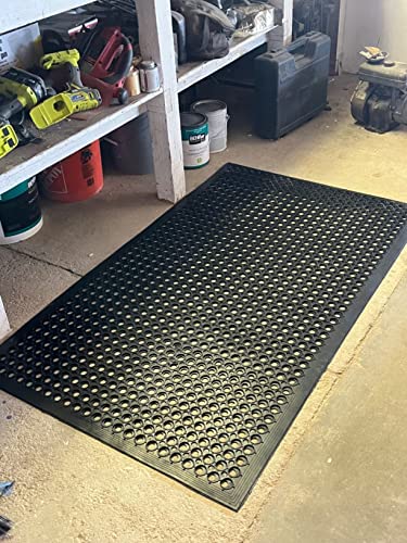 Uniboho Door Mat Outside Entrance Rubber Floor Mat 35x24 Anti Slip | Commercial Resturant Kitchen Drainage Mat Heavy Duty for Garage Garden Industral Pool Bar Wet Area - size: 35x24 inches
