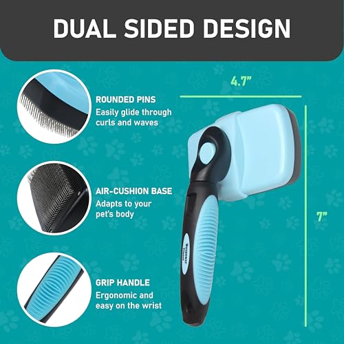 Maxpower Planet Pet Grooming Brush - Double Sided Shedding and Dematting Undercoat Rake Comb for Dogs and Cats,Extra Wide (C2 - Brush & Comb, Large) - color: BA - Brush & Comb, size: Large