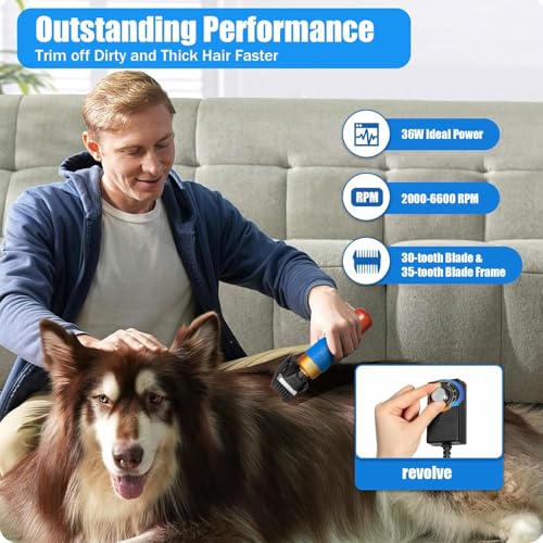 Sheep Shears, 36w Dog Clippers for Grooming, Low Noise Electric Clippers Animal Shave with Wooden Handle, Zirconia Blade & Carrying Case for Pet Hair Carpet Trimming