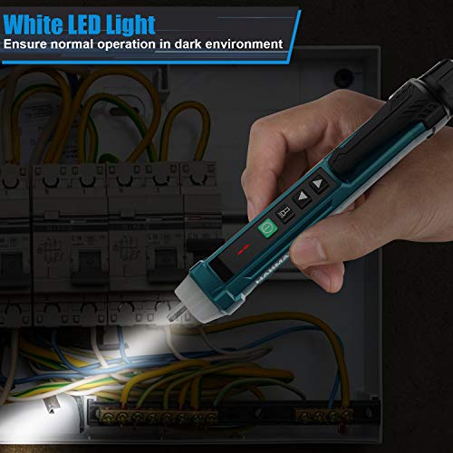 Non-Contact Voltage Tester with 9 Gear Adjustable Sensitivity Voltage Detector AC Circuit Tester Tool LCD Display LED Flashlight Buzzer Alarm Range12V-1000V & Live/Null Wire Judgment AC1